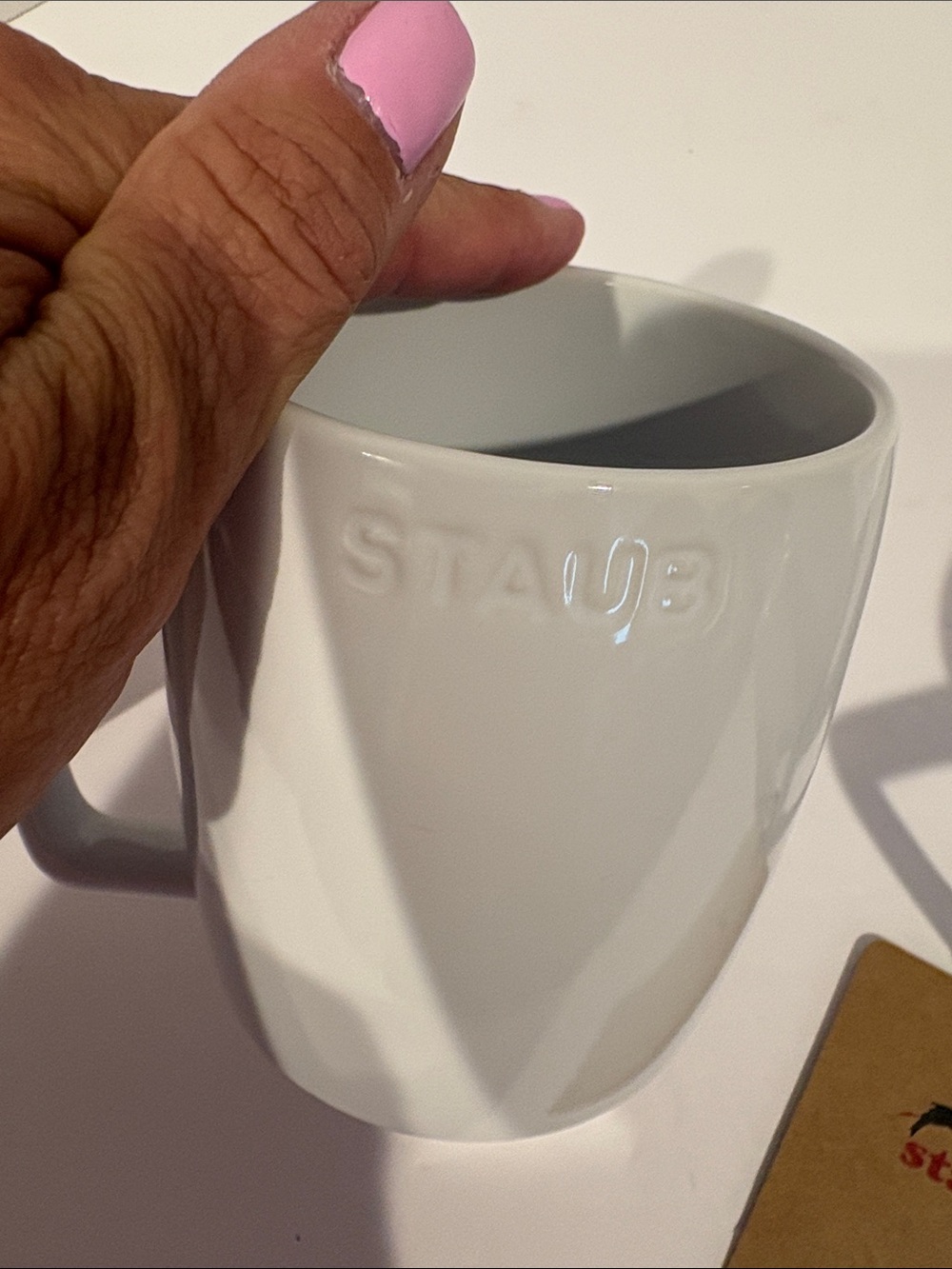 Staub Glossy White Ceramic Mugs 16 oz - Pair brand new - Picture 5 of 5